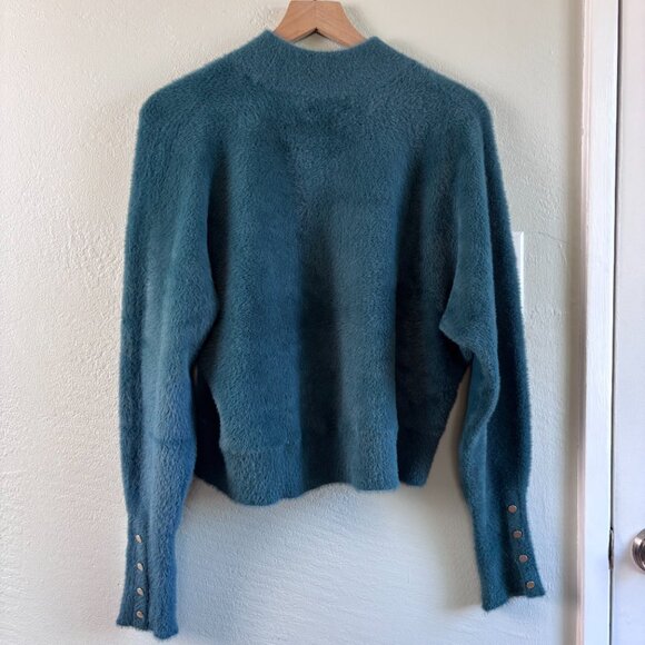 Bailey/44 Sweater Plush Fuzzy Mock‑Neck Dolman Teal Size Medium - Picture 6 of 7
